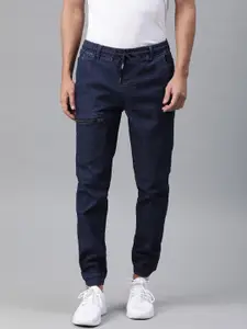 IVOC Men Blue Jogger Mid-Rise Clean Look Stretchable Jeans
