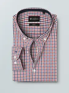 INVICTUS Men Navy Blue & Red Slim Fit Checked Formal Shirt