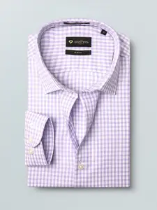 INVICTUS Men Purple & White Slim Fit Checked Sustainable Formal Shirt