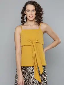 Marie Claire Women Mustard Yellow Solid Top