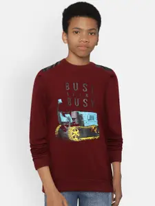 Sweet Dreams Boys Burgundy Printed Sweatshirt