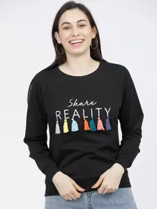 Tokyo Talkies Women Black Printed Sweatshirt