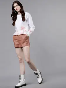 Tokyo Talkies Women White Printed Sweatshirt