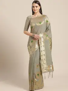 Saree mall Grey & Golden Woven Design Saree