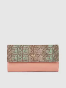 Baggit Women Pink & Green Printed Three Fold Wallet