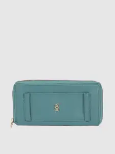 Baggit Women Teal-Blue Solid Zip Around Wallet