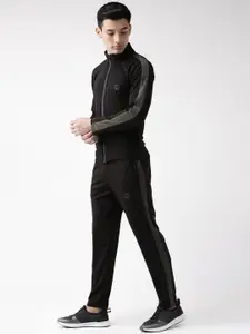 CHKOKKO Men Black Solid Training Track Suit
