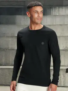 CHKOKKO Men Black Solid Round Neck Gym T-shirt