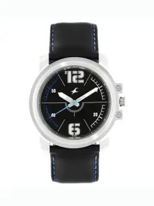 Fastrack Men Black Leather Analogue Watch 3039SL09