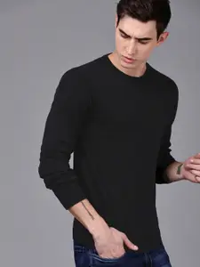 WROGN Men Black Solid Pullover Sweater