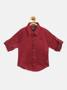 Gini and Jony Boys Maroon Solid Regular Fit Casual Shirt