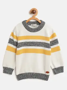 Gini and Jony Boys White & Yellow Striped Pullover Sweater