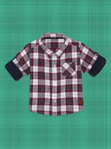 Gini and Jony Infants Red & White Regular Fit Checked Casual Shirt