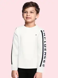 Gini and Jony Boys Off-White Solid Pullover Sweater