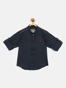 Gini and Jony Boys Navy Blue Solid Regular Fit Casual Shirt