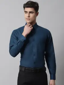 JAINISH Men Navy Blue Classic Slim Fit Solid Formal Shirt