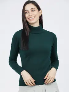 Tokyo Talkies Women Green Solid Sweater