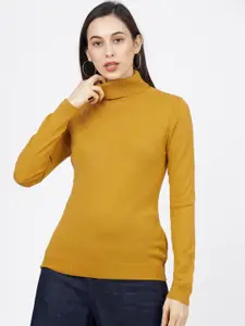 Tokyo Talkies Women Mustard Solid Sweater