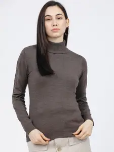 Tokyo Talkies Women Brown Solid Sweater