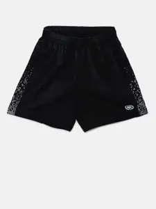 QIDDO Boys Black Solid Regular Fit Sports Shorts