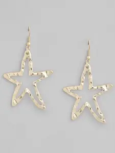 justpeachy Gold-Toned Star Shaped Drop Earrings