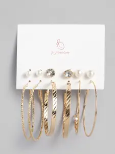 justpeachy Set of 6 Gold-Plated Earrings