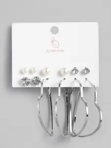 justpeachy Set of 6 Silver-Toned Earrings