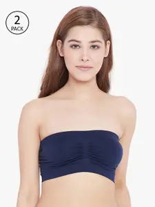 C9 AIRWEAR Pack Of 2 Navy Blue Solid Non-Wired Non Padded Bandeau Bras