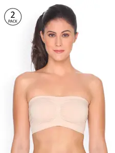 C9 AIRWEAR Pack Of 2 Nude-Coloured Solid Non-Wired Non Padded Bandeau Bras