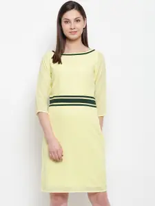 Karmic Vision Women Yellow Solid Sheath Dress