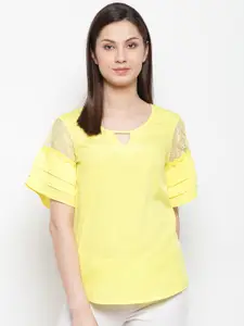 Karmic Vision Women Yellow Solid Top