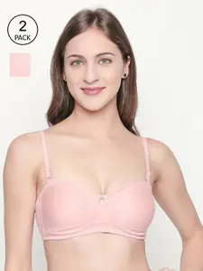 Lady Love Peach-Coloured Solid Non-Wired Non Padded Balconette Bra LLBR8082