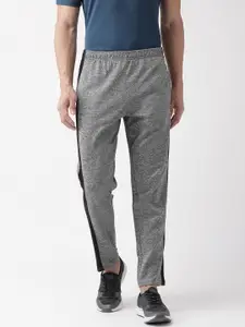 CHKOKKO Men Grey Melange Solid Straight Fit Running Track Pants