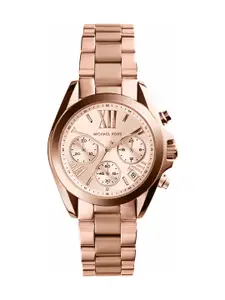 Michael Kors Women Chronograph Rose Gold-Toned Dial Watch MK5799I
