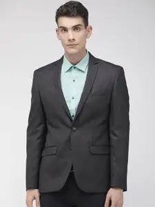 Park Avenue Men Charcoal Grey Solid Single-Breasted Slim Fit Formal Blazer
