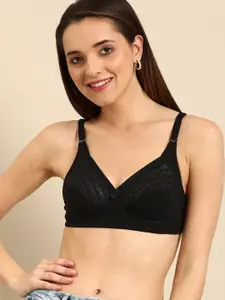 DressBerry Black Lace Non-Wired Non Padded Everyday Bra