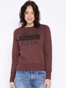 Tokyo Talkies Maroon Printed Sweatshirt