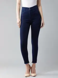 DOLCE CRUDO Women Navy Blue Skinny Fit High-Rise Clean Look Stretchable Jeans