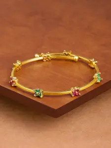 Zaveri Pearls Gold-Plated Cubic Zirconia Studded Kada Bracelet