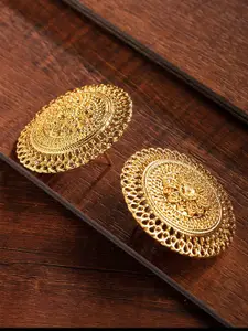 Zaveri Pearls Gold-Plated Circular Filigree Studs
