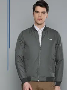 Louis Philippe Sport Louis Philippe Ath.Work Sport Charcoal Grey Men Solid Super Slim Fit Bomber Jacket