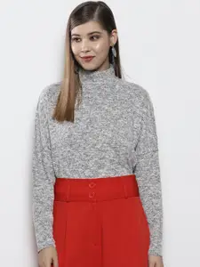 DOROTHY PERKINS Women Grey Melange Solid Pullover Sweater