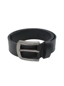 Kara Men Black Textured Leather Belt