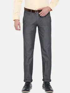 Turtle Men Charcoal Tapered Fit Solid Chinos