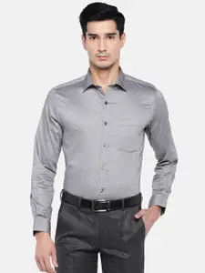 Turtle Men Grey Slim Fit Solid Formal Shirt