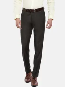 Turtle Men Brown Slim Fit Solid Formal Trousers