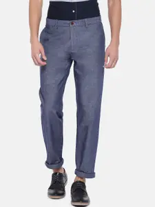Turtle Men Navy Blue Tapered Fit Solid Chinos