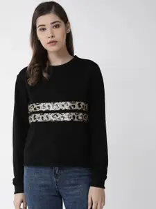 plusS Women Black Solid Sweatshirt