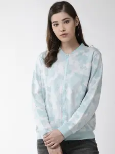 plusS Women Blue & Grey Printed Sweatshirt