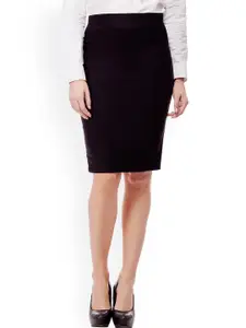 Purple Feather Black Formal Pencil Skirt